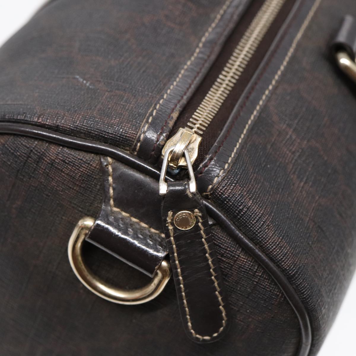 GUCCI GG Supreme Boston Bag PVC Leather Gold Brown 193603 88466