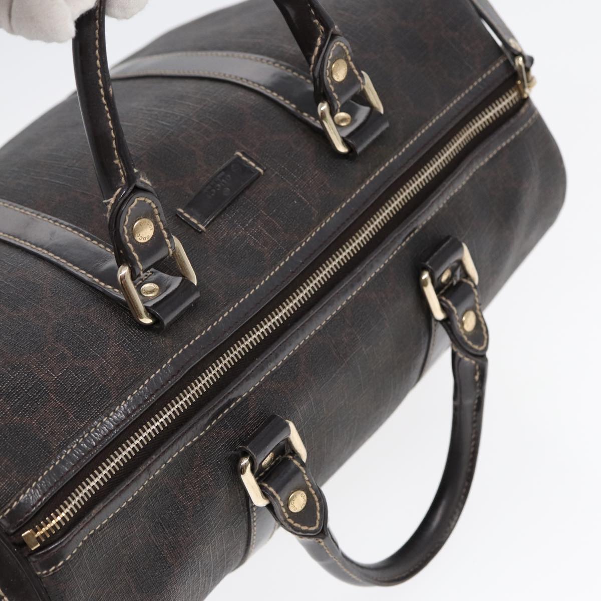 GUCCI GG Supreme Boston Bag PVC Leather Gold Brown 193603 88466