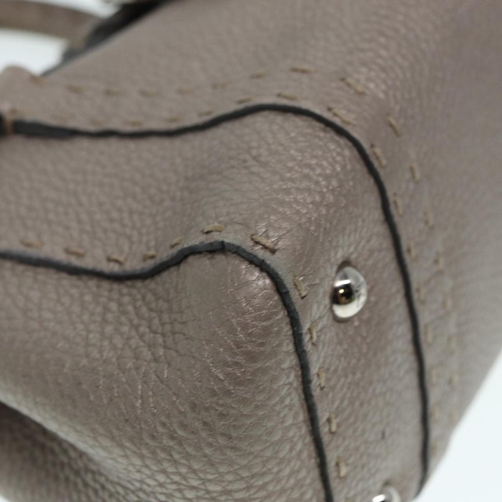 FENDI Celeria Hand Bag Leather Silver 88496