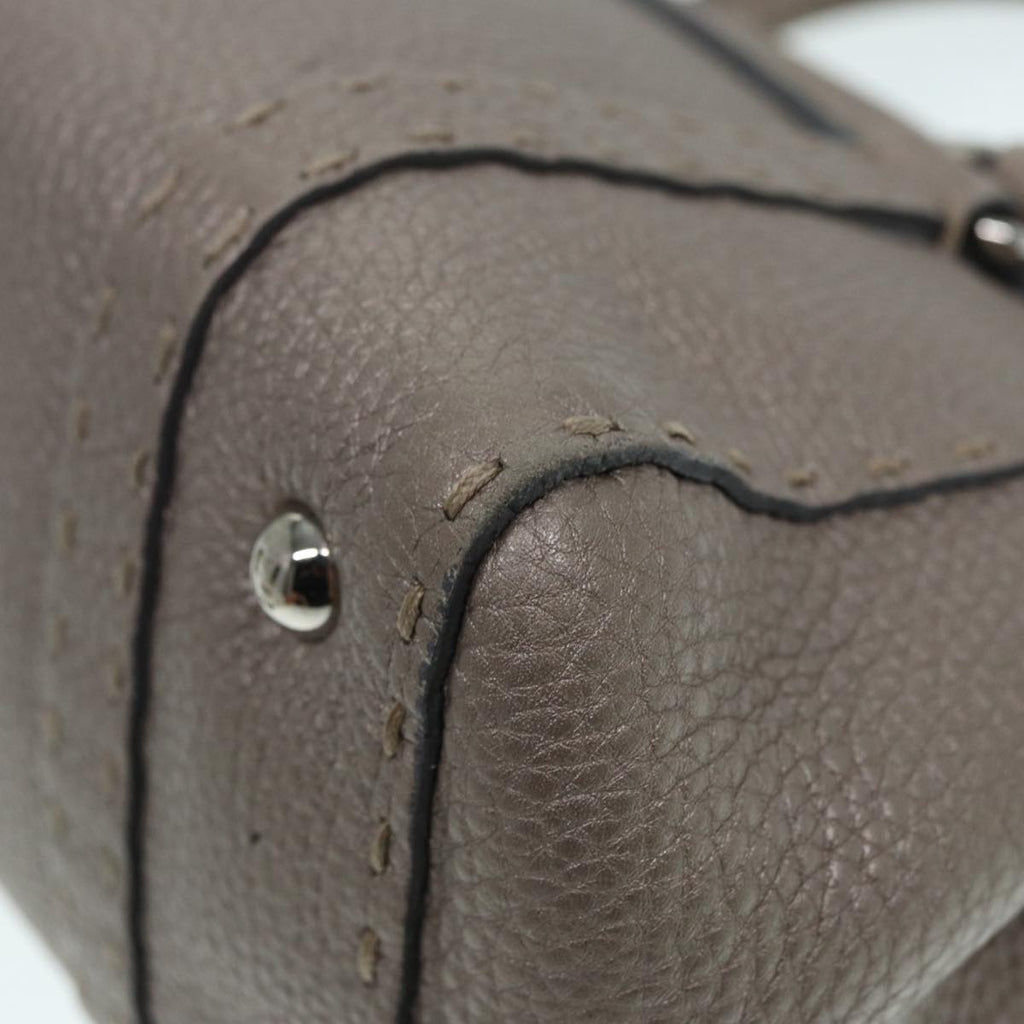 FENDI Celeria Hand Bag Leather Silver 88496