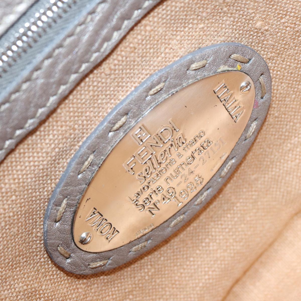 FENDI Celeria Hand Bag Leather Silver 88496