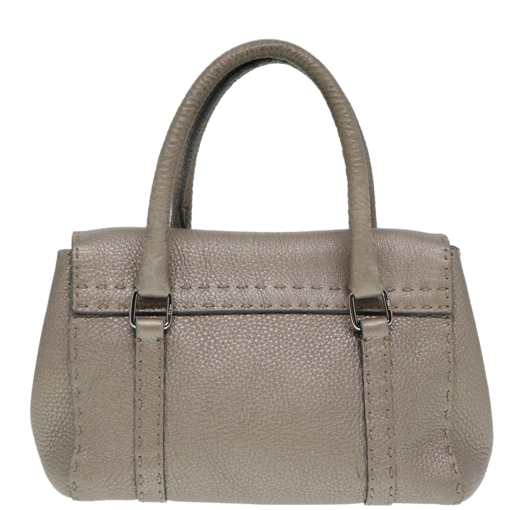 FENDI Celeria Hand Bag Leather Silver 88496