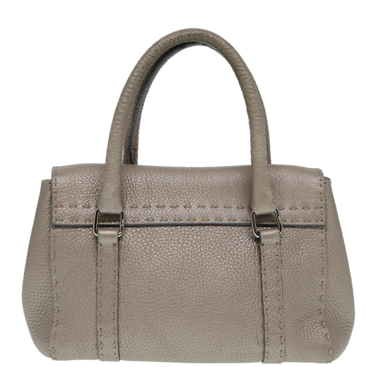 FENDI Celeria Hand Bag Leather Silver 88496