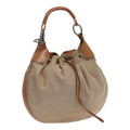 GUCCI Shoulder Bag Canvas Leather Beige Brown Silver 109210 88498