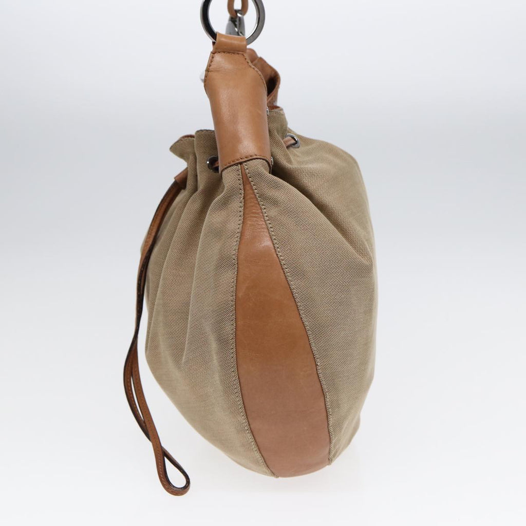 GUCCI Shoulder Bag Canvas Leather Beige Brown Silver 109210 88498