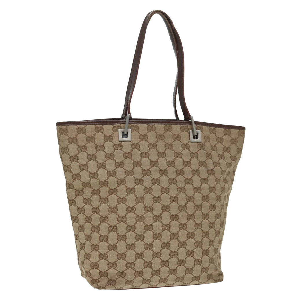 GUCCI GG Canvas Tote Bag Beige Silver 002 1098 88521