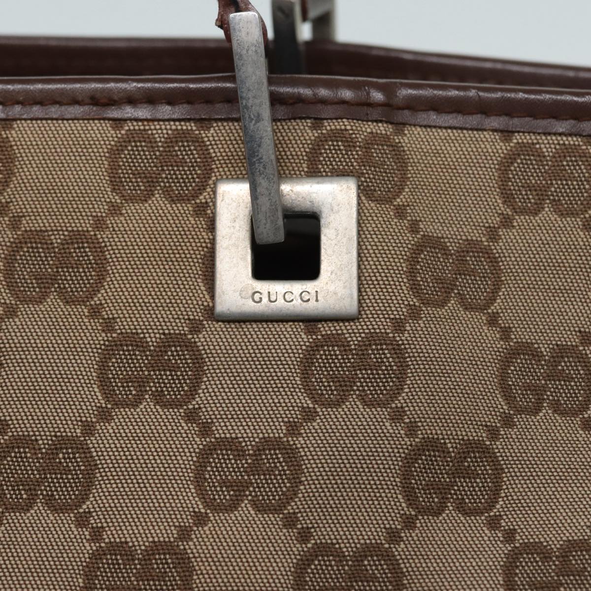 GUCCI GG Canvas Tote Bag Beige Silver 002 1098 88521