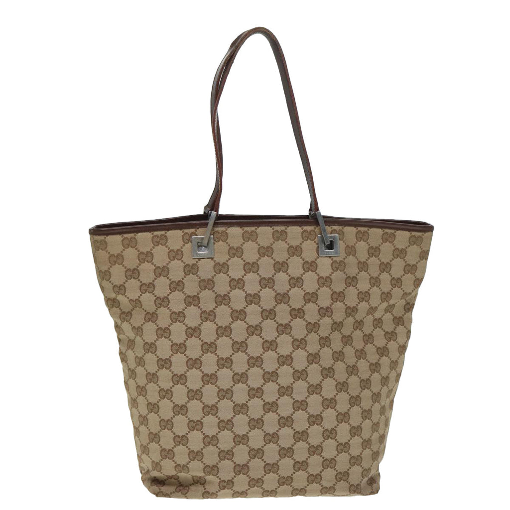 GUCCI GG Canvas Tote Bag Beige Silver 002 1098 88521