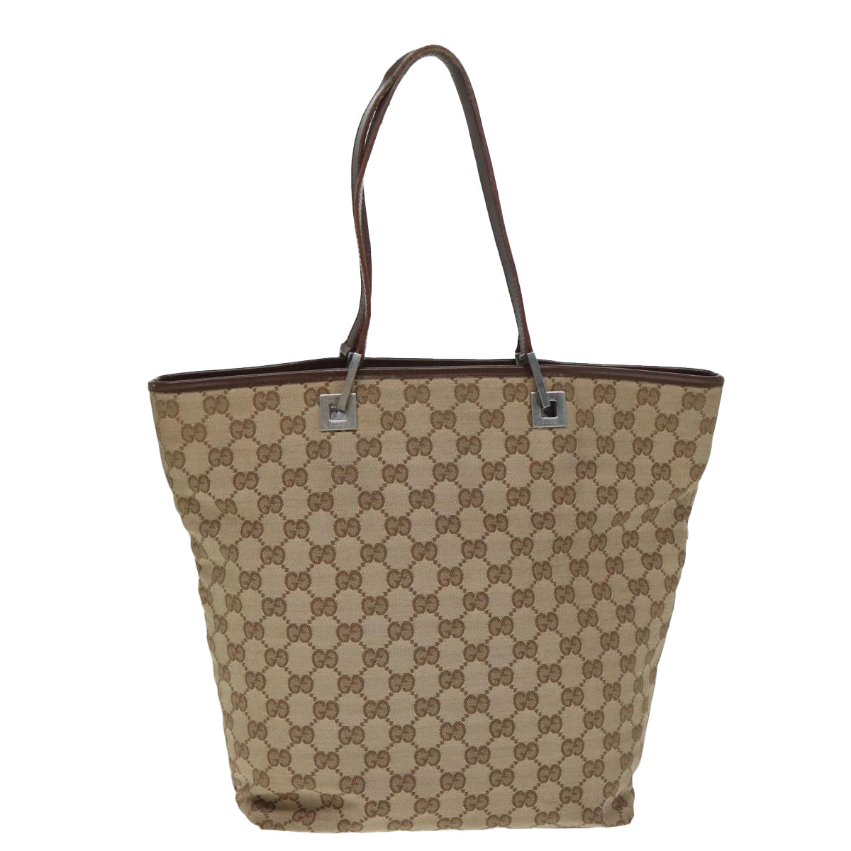 GUCCI GG Canvas Tote Bag Beige Silver 002 1098 88521