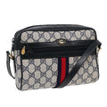GUCCI GG Supreme Sherry Line Shoulder Bag PVC Navy Gold 378 02 004 88527