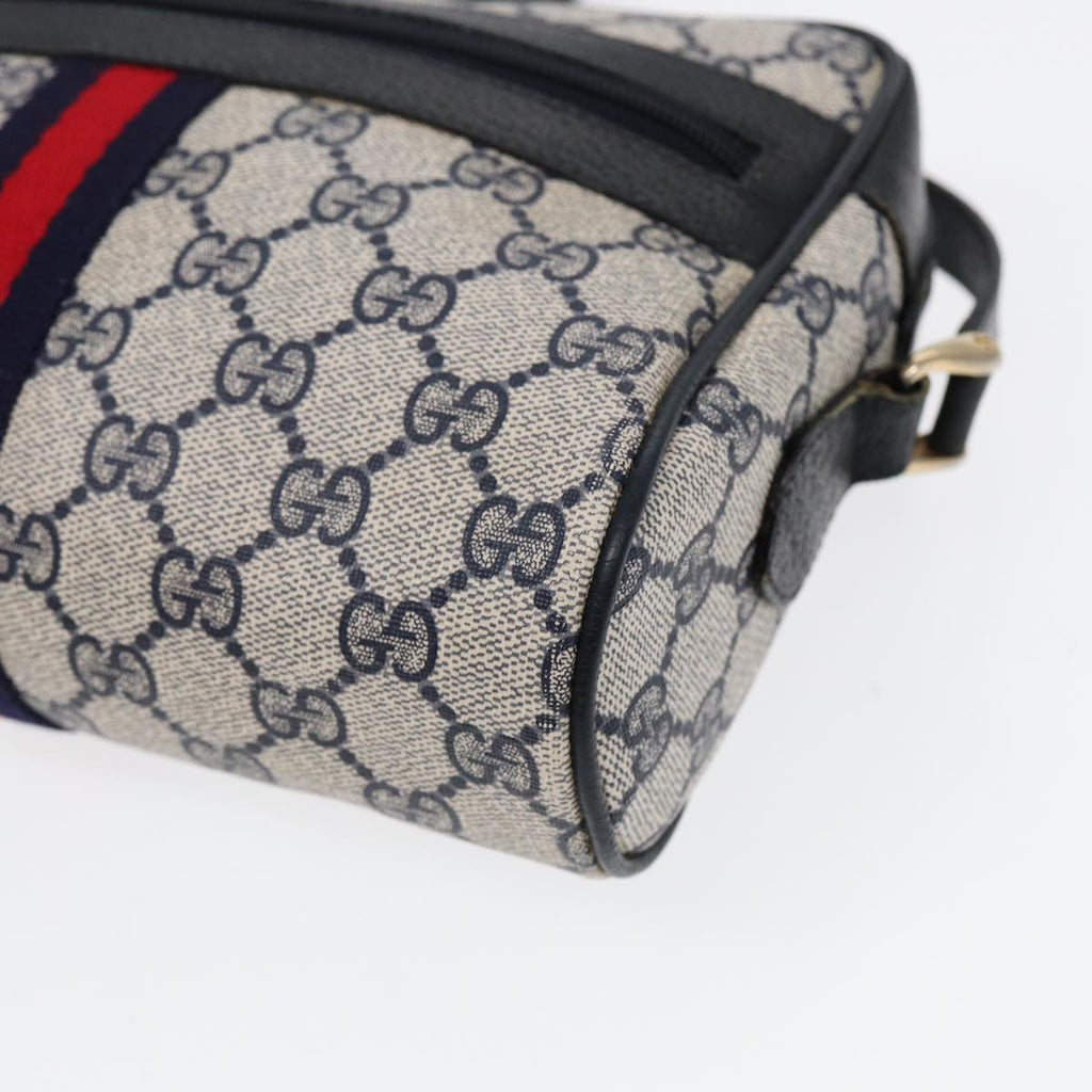 GUCCI GG Supreme Sherry Line Shoulder Bag PVC Navy Gold 378 02 004 88527