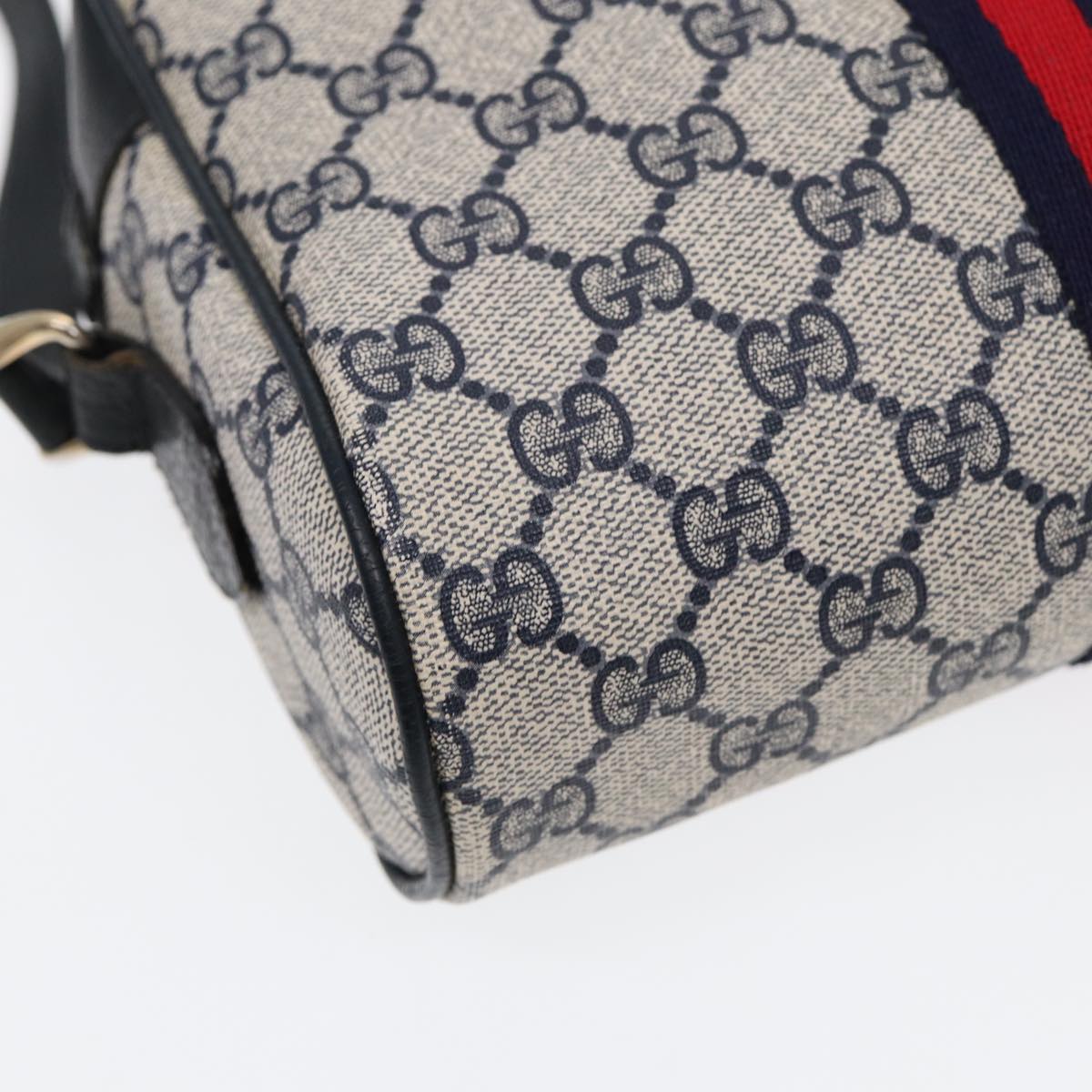 GUCCI GG Supreme Sherry Line Shoulder Bag PVC Navy Gold 378 02 004 88527