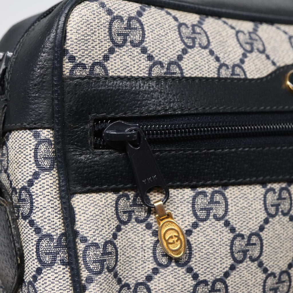 GUCCI GG Supreme Sherry Line Shoulder Bag PVC Navy Gold 378 02 004 88527