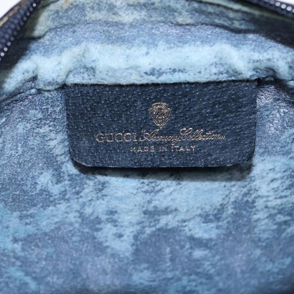 GUCCI GG Supreme Sherry Line Shoulder Bag PVC Navy Gold 378 02 004 88527
