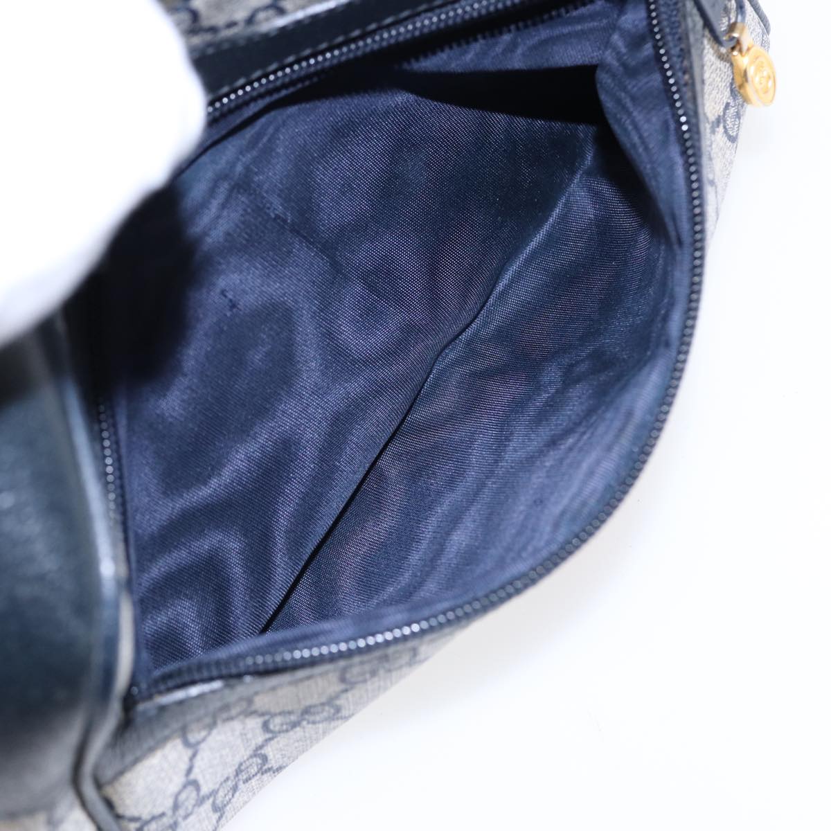 GUCCI GG Supreme Sherry Line Shoulder Bag PVC Navy Gold 378 02 004 88527