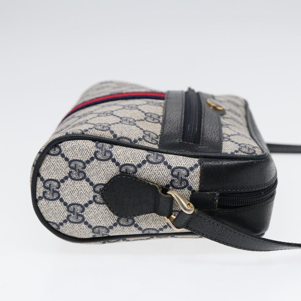 GUCCI GG Supreme Sherry Line Shoulder Bag PVC Navy Gold 378 02 004 88527