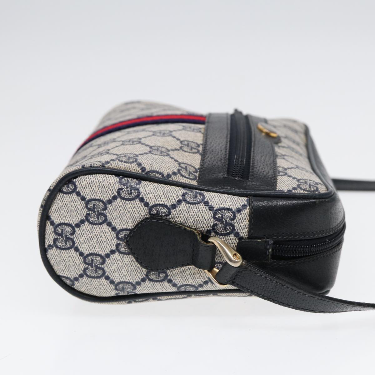 GUCCI GG Supreme Sherry Line Shoulder Bag PVC Navy Gold 378 02 004 88527