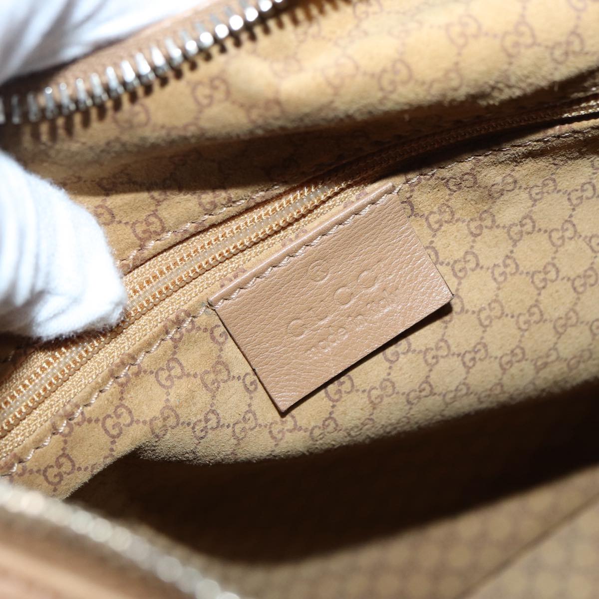 GUCCI Shoulder Bag Leather Beige Gold 001 4288 88530
