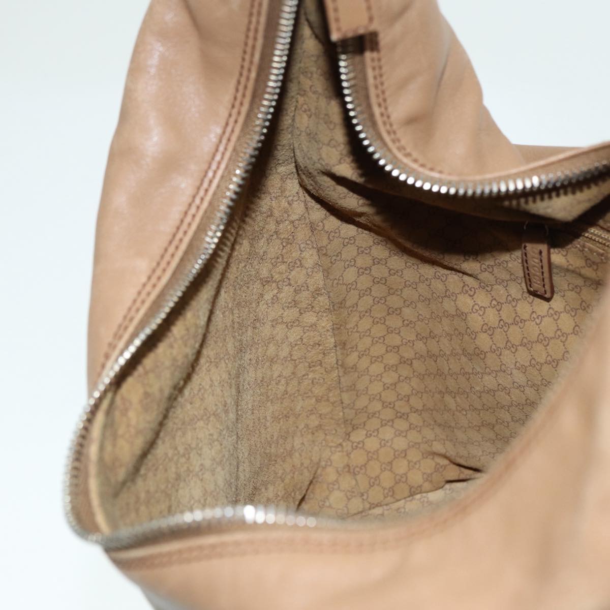GUCCI Shoulder Bag Leather Beige Gold 001 4288 88530