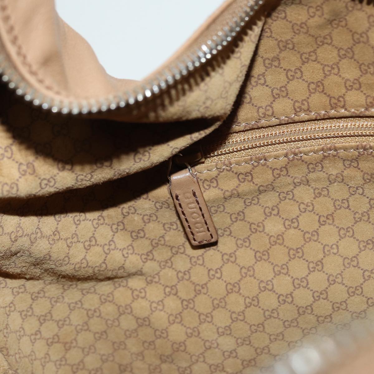 GUCCI Shoulder Bag Leather Beige Gold 001 4288 88530