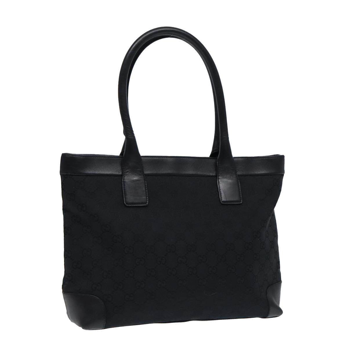GUCCI Tote Bag GG Canvas Black Silver 002 1119 88532