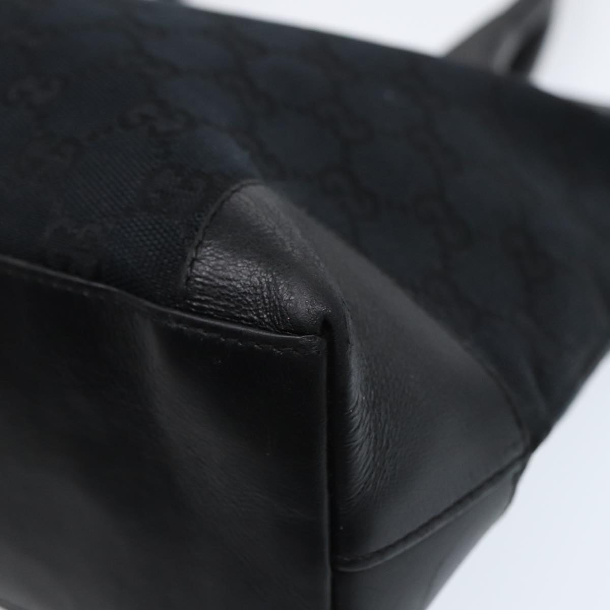 GUCCI Tote Bag GG Canvas Black Silver 002 1119 88532
