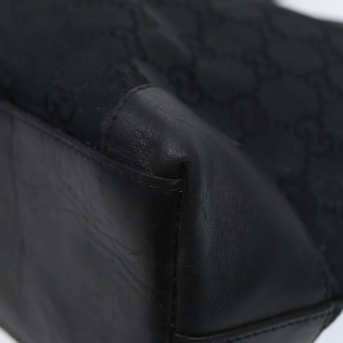 GUCCI Tote Bag GG Canvas Black Silver 002 1119 88532
