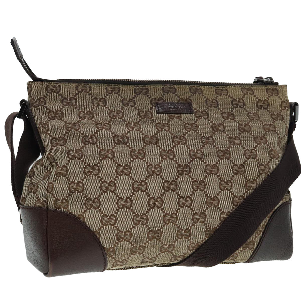 GUCCI GG Canvas Shoulder Bag Beige Silver 114273 88548