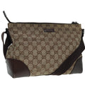 GUCCI GG Canvas Shoulder Bag Beige Silver 114273 88548