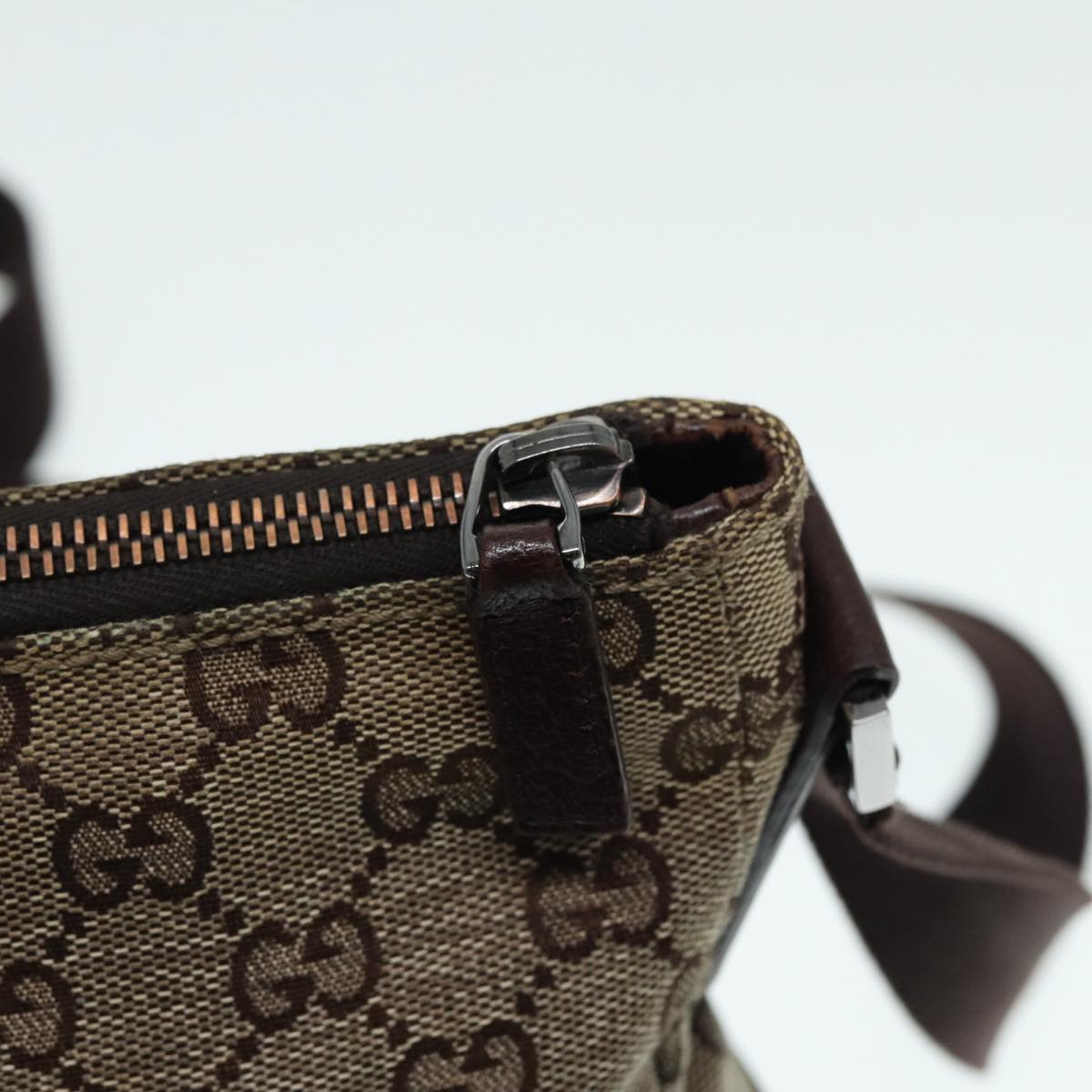 GUCCI GG Canvas Shoulder Bag Beige Silver 114273 88548