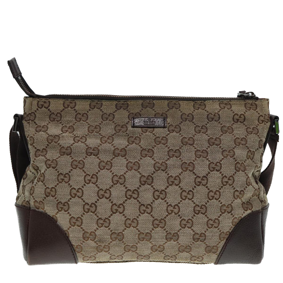 GUCCI GG Canvas Shoulder Bag Beige Silver 114273 88548