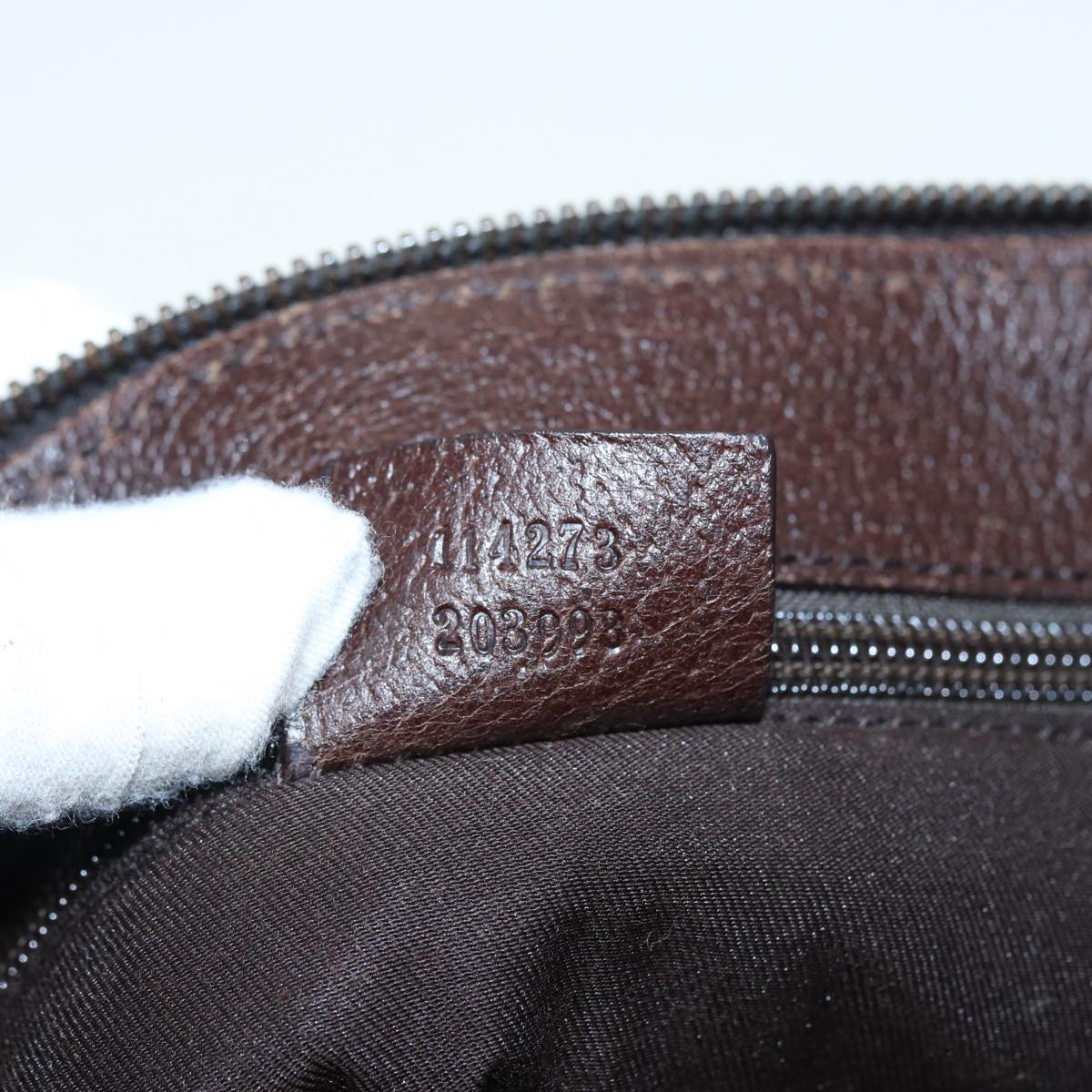 GUCCI GG Canvas Shoulder Bag Beige Silver 114273 88548