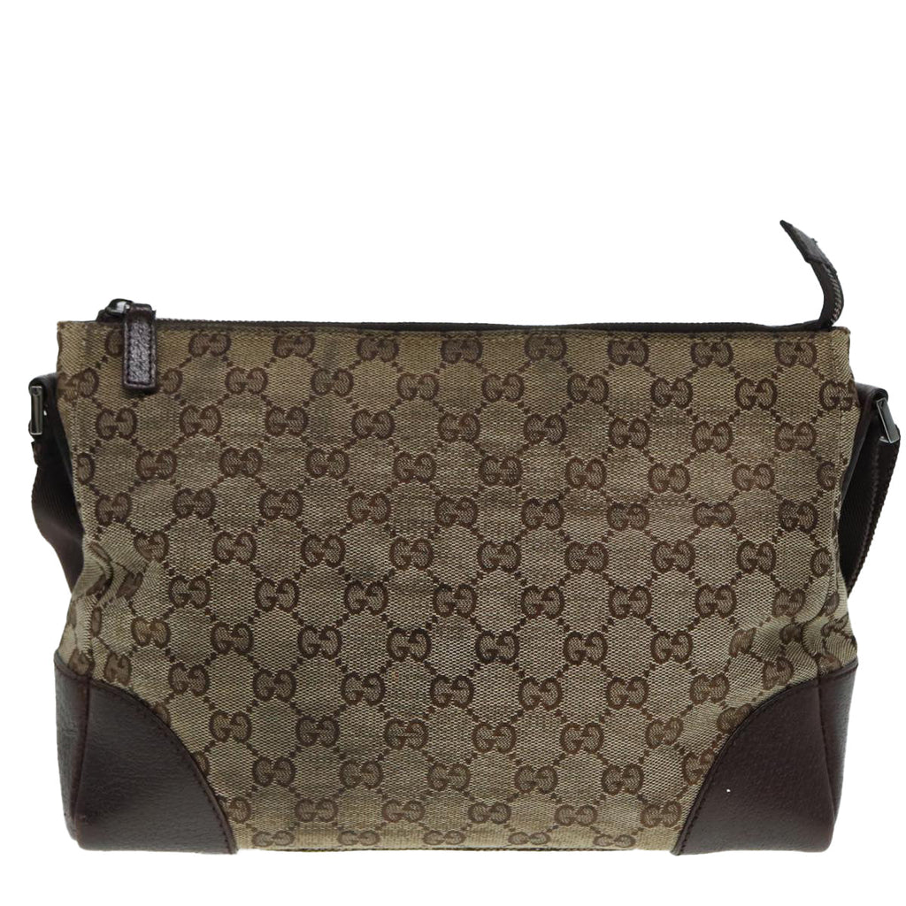 GUCCI GG Canvas Shoulder Bag Beige Silver 114273 88548