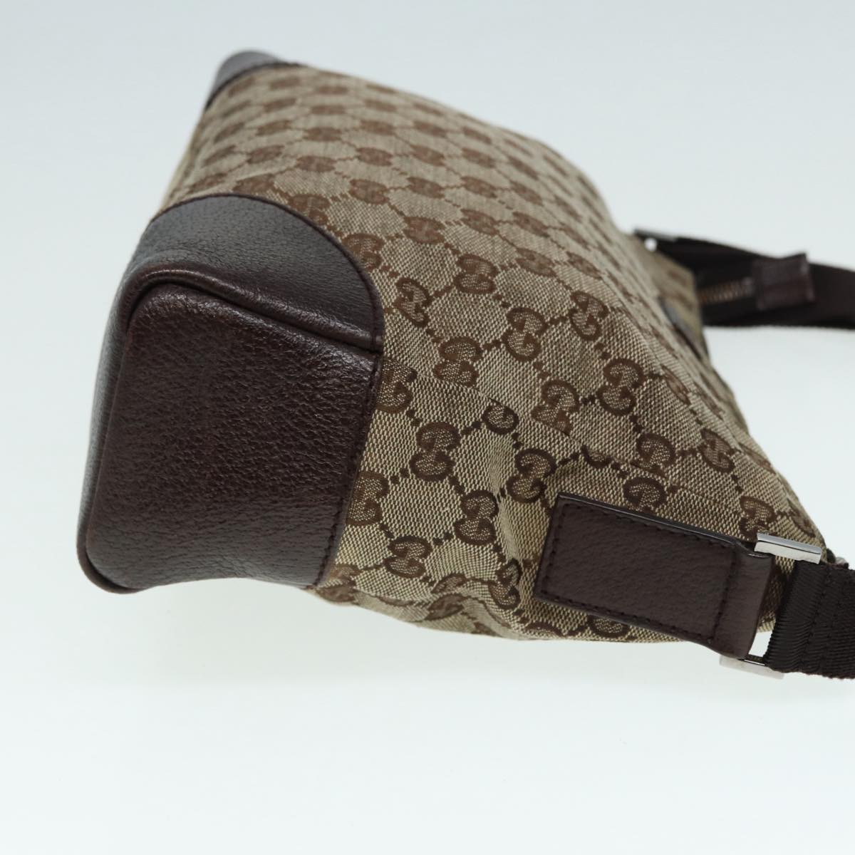 GUCCI GG Canvas Shoulder Bag Beige Silver 114273 88548