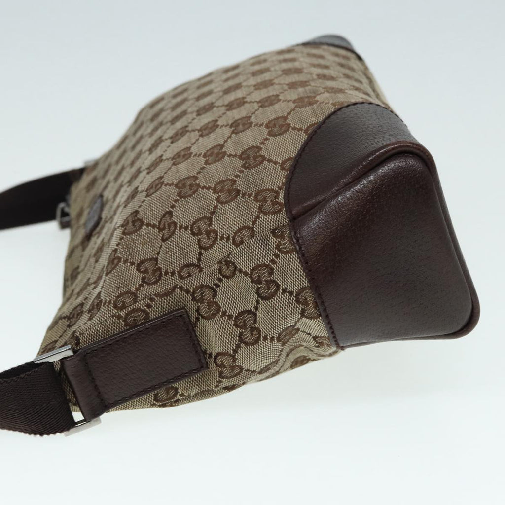 GUCCI GG Canvas Shoulder Bag Beige Silver 114273 88548