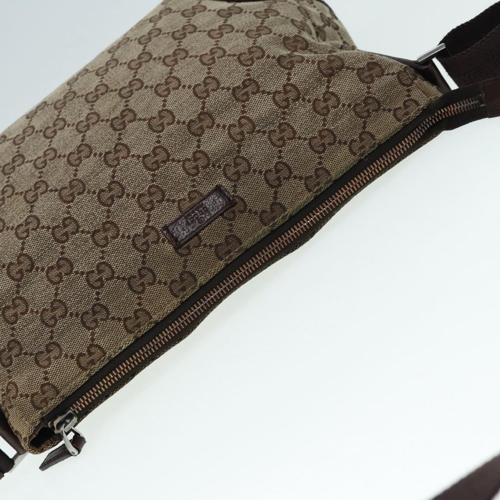 GUCCI GG Canvas Shoulder Bag Beige Silver 114273 88548