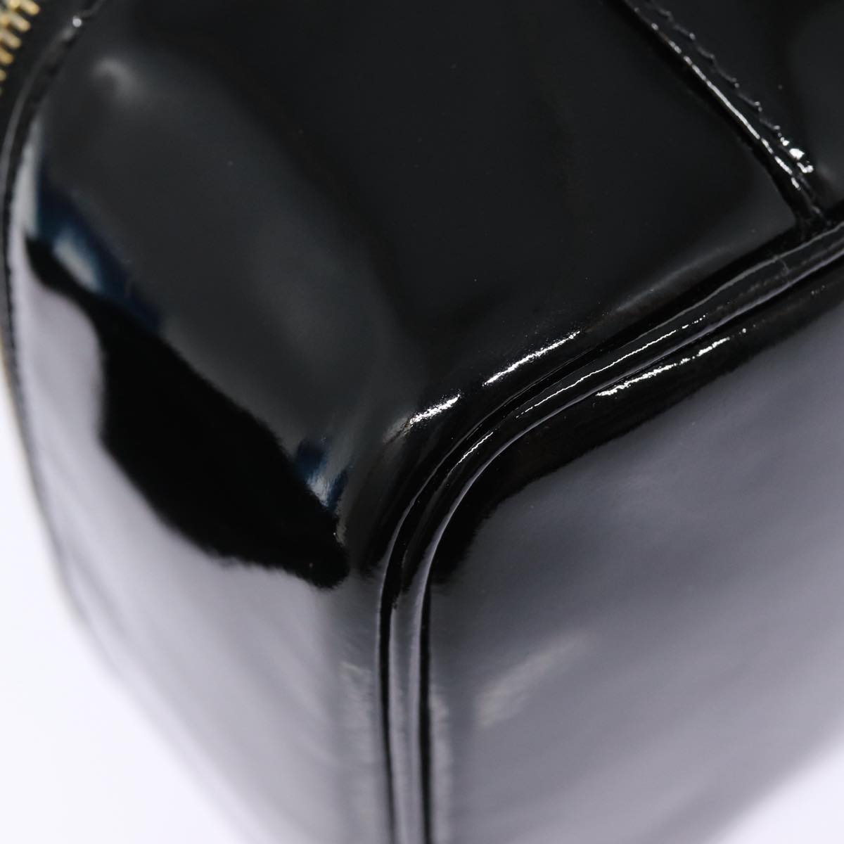 CHANEL COCO Mark Vanity Pouch Enamel Black Gold CC 88553