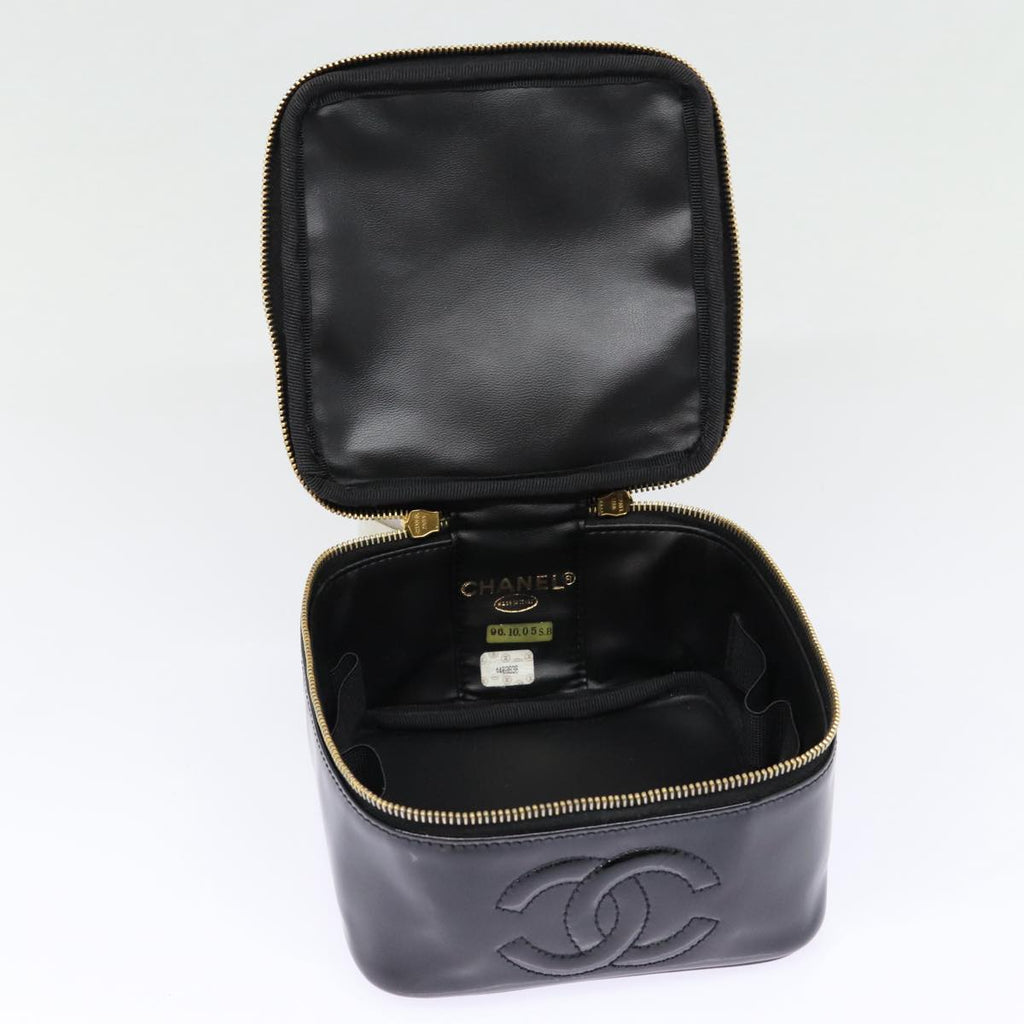 CHANEL COCO Mark Vanity Pouch Enamel Black Gold CC 88553