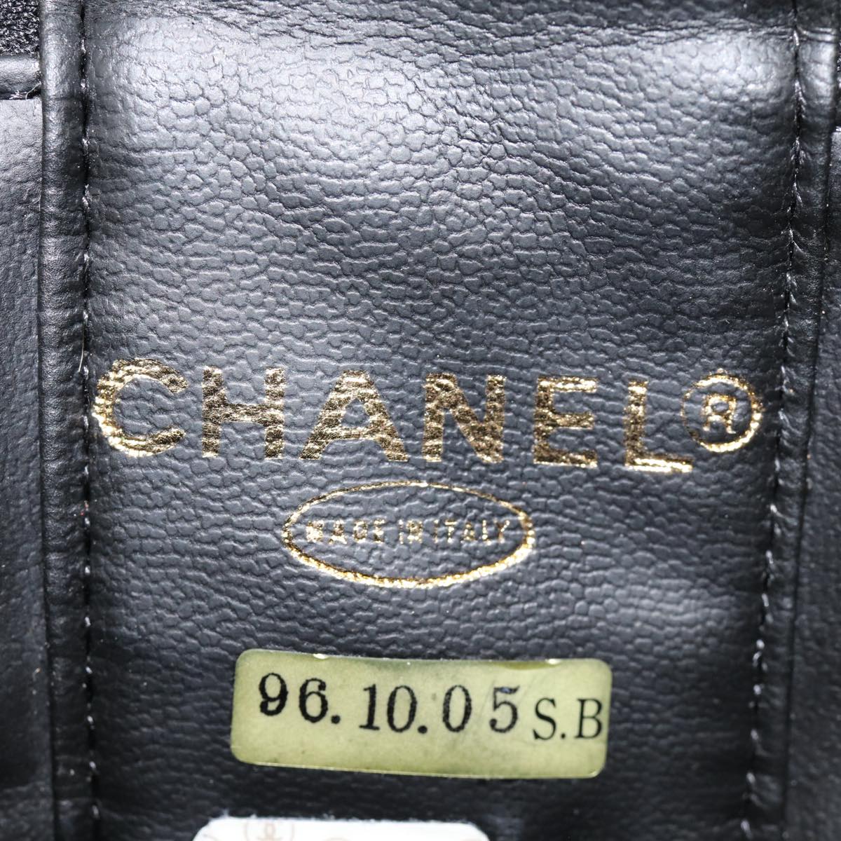 CHANEL COCO Mark Vanity Pouch Enamel Black Gold CC 88553