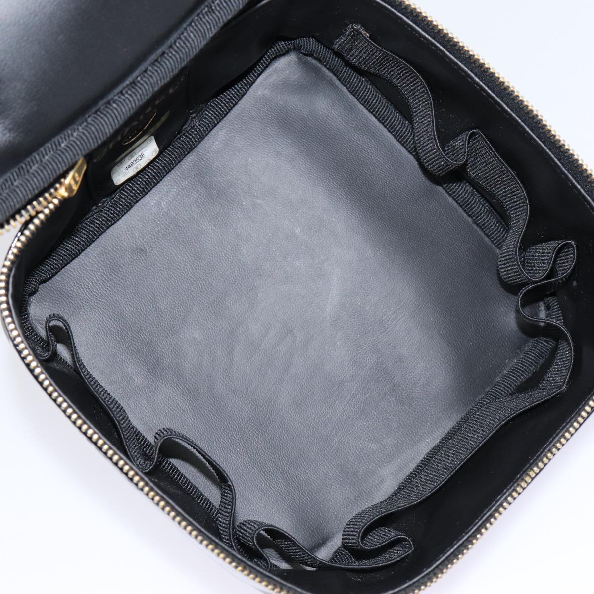 CHANEL COCO Mark Vanity Pouch Enamel Black Gold CC 88553