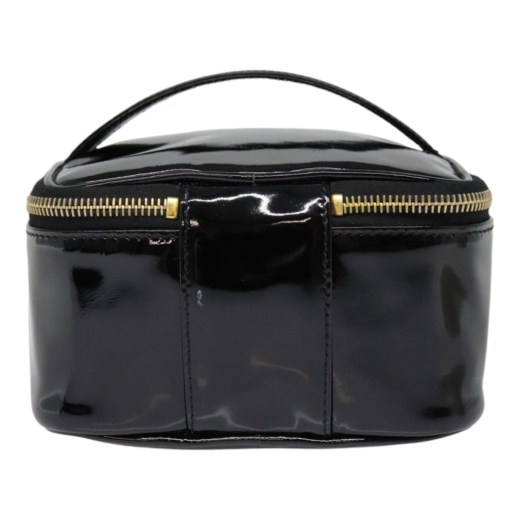 CHANEL COCO Mark Vanity Pouch Enamel Black Gold CC 88553