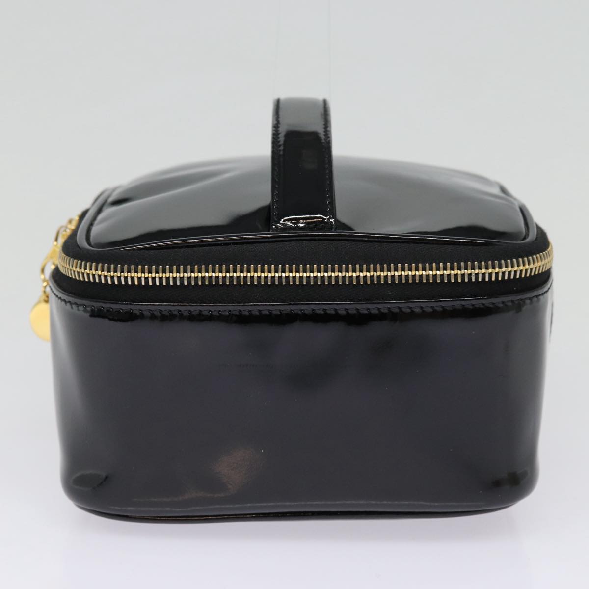 CHANEL COCO Mark Vanity Pouch Enamel Black Gold CC 88553