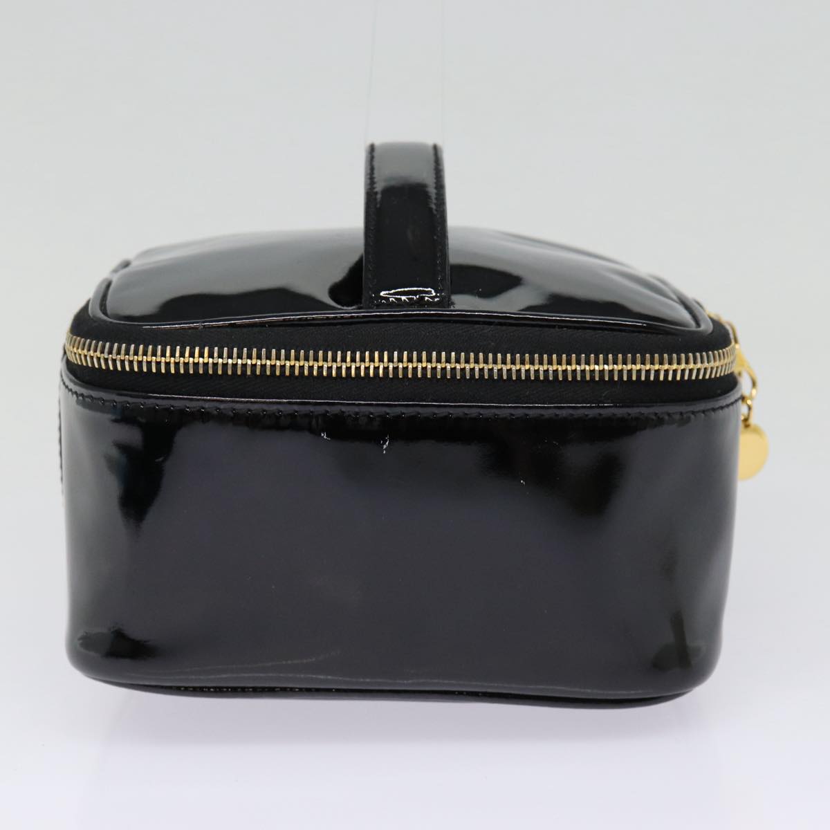 CHANEL COCO Mark Vanity Pouch Enamel Black Gold CC 88553