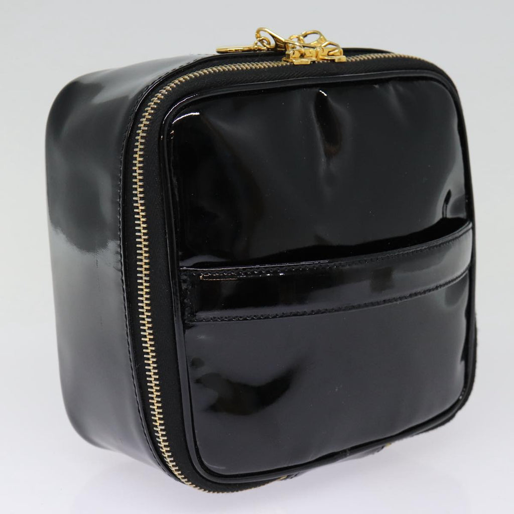 CHANEL COCO Mark Vanity Pouch Enamel Black Gold CC 88553