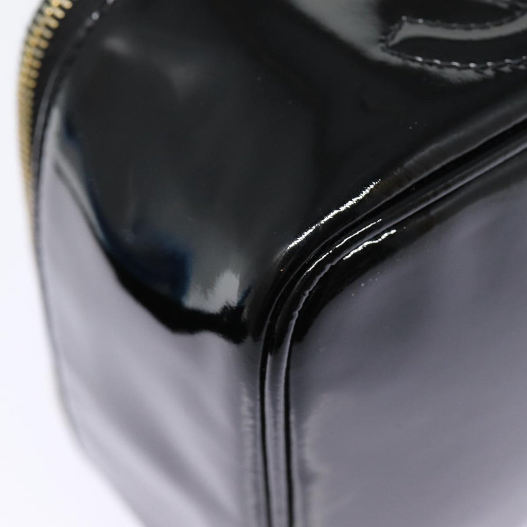 CHANEL COCO Mark Vanity Pouch Enamel Black Gold CC 88553