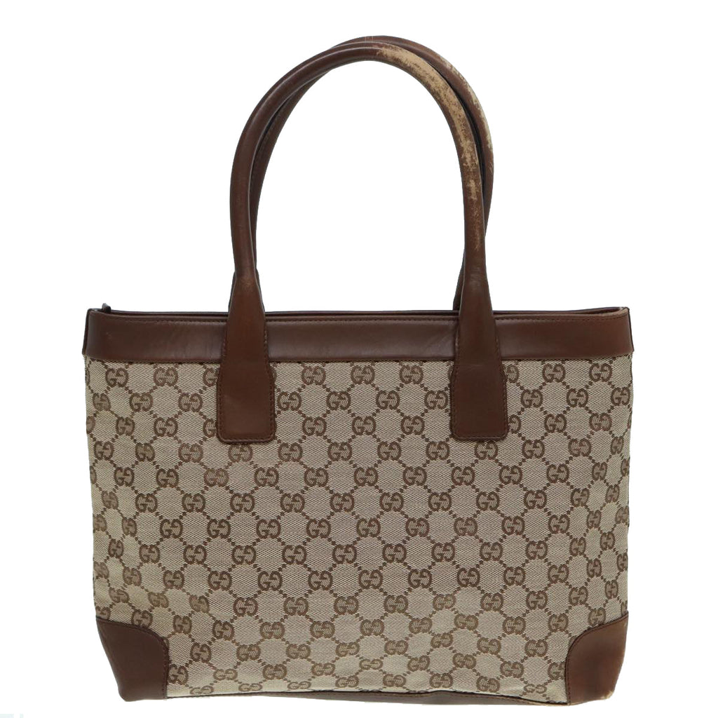 GUCCI GG Canvas Tote Bag Beige Gold 33890 88576