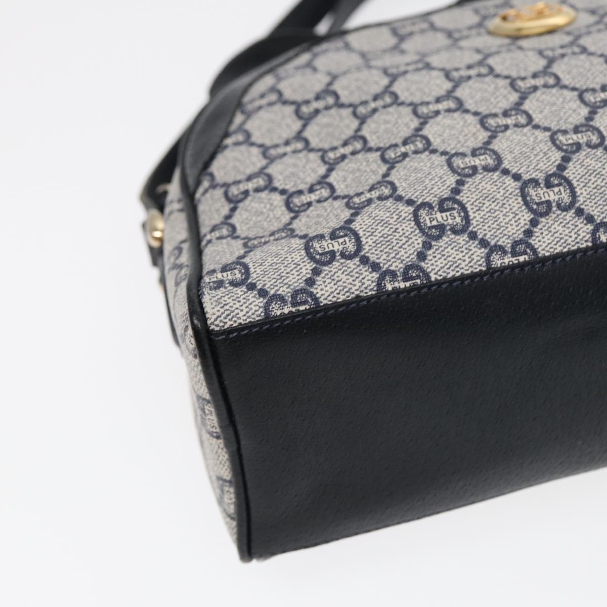 GUCCI GG Plus Supreme Shoulder Bag PVC Leather Navy Gold 88578