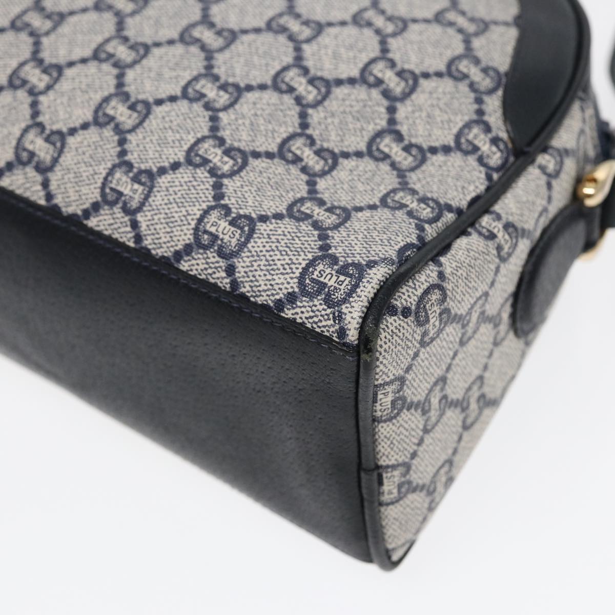 GUCCI GG Plus Supreme Shoulder Bag PVC Leather Navy Gold 88578