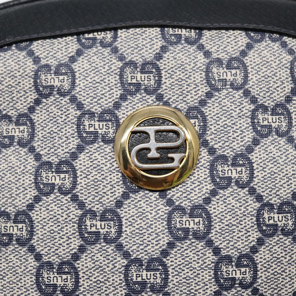 GUCCI GG Plus Supreme Shoulder Bag PVC Leather Navy Gold 88578