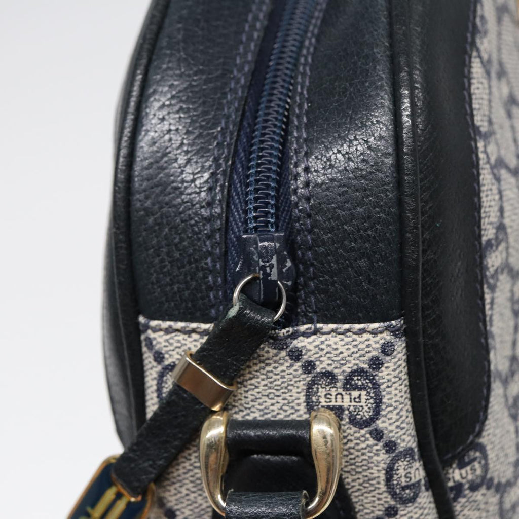 GUCCI GG Plus Supreme Shoulder Bag PVC Leather Navy Gold 88578
